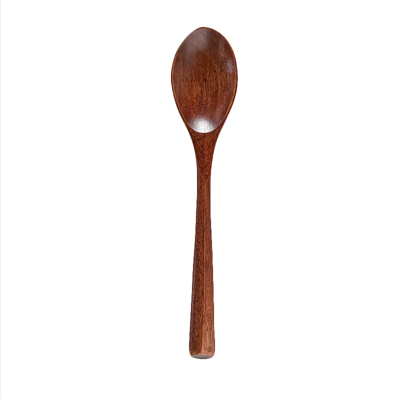 Wood Soup Spoons for Eating Mixing Stirring, Long Handle Spoon with Chinese Japanese Style Kitchen Utensil.