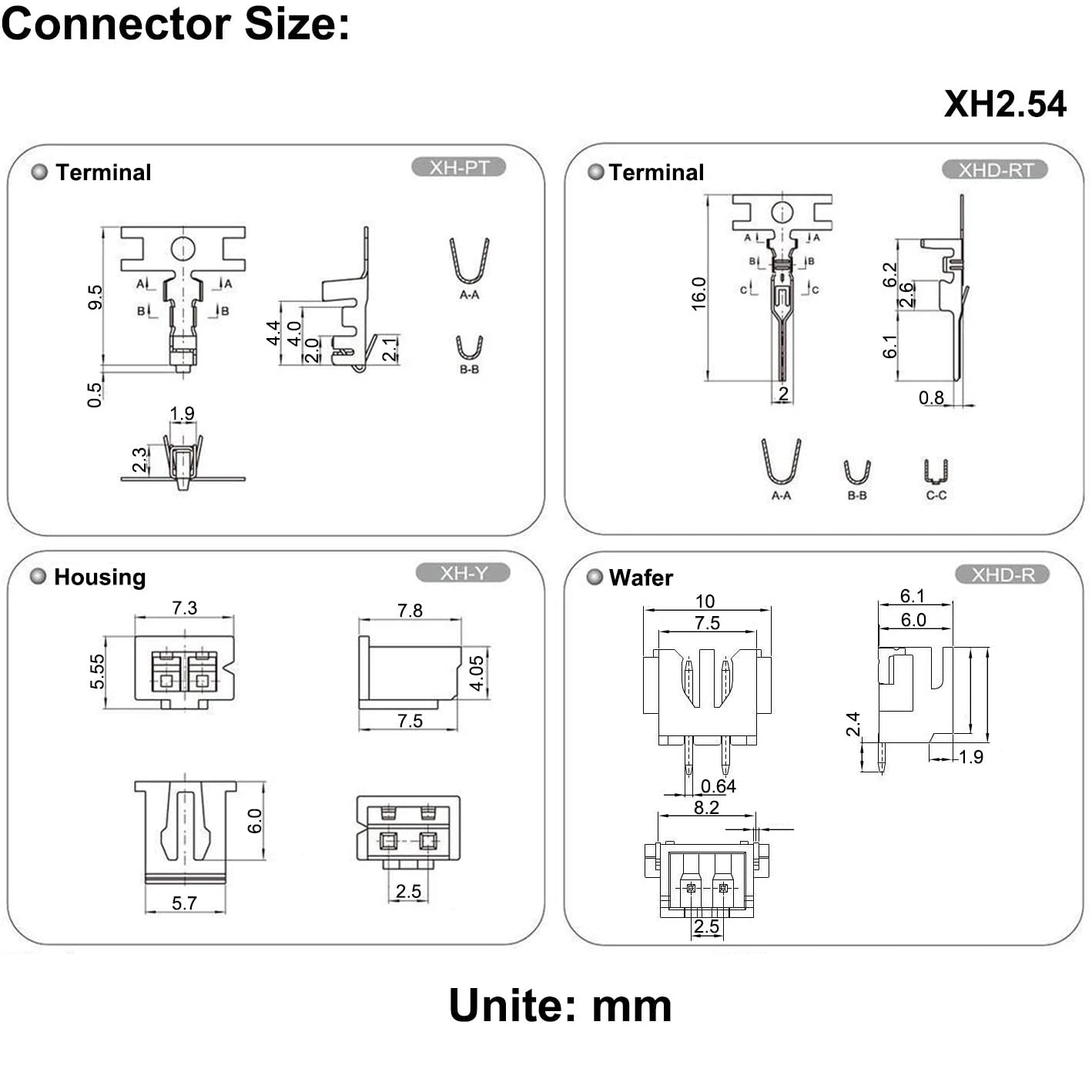  20AWG JST 2-контактный XH2.54 мужского и женского разъем с 1ft жильный