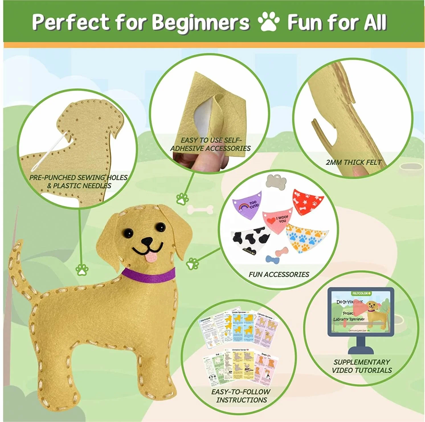 wholesale homeschool creative handmade activity small doll puppy dog arts and crafts sets felt diy toys for kids 6-12