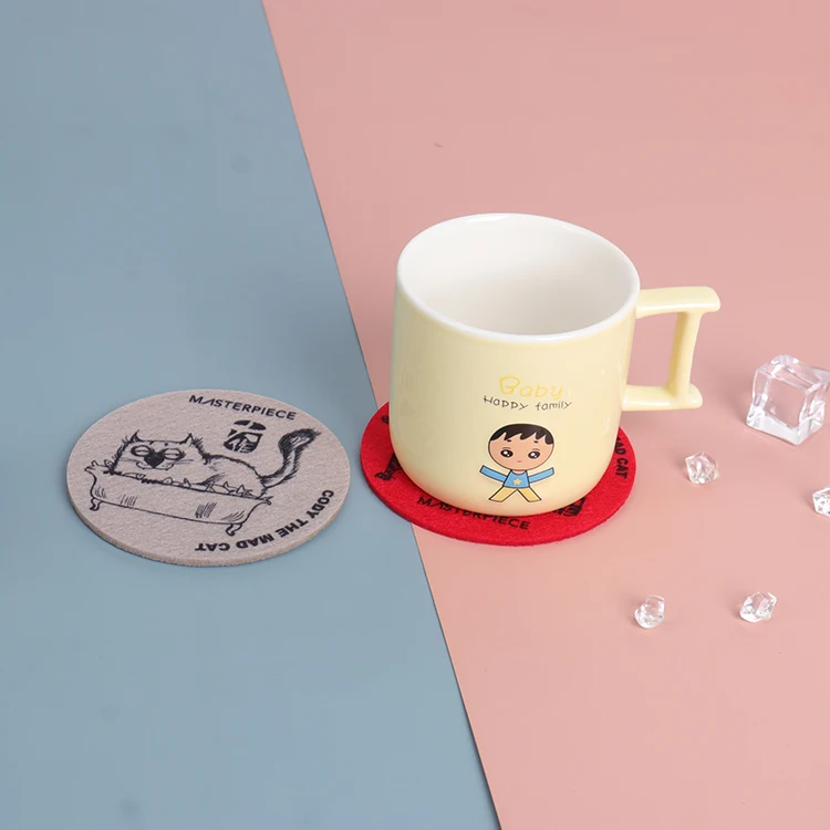 Custom Wool Felt Coaster Felt Round Coaster Felt Cup Coaster Set for drink felt