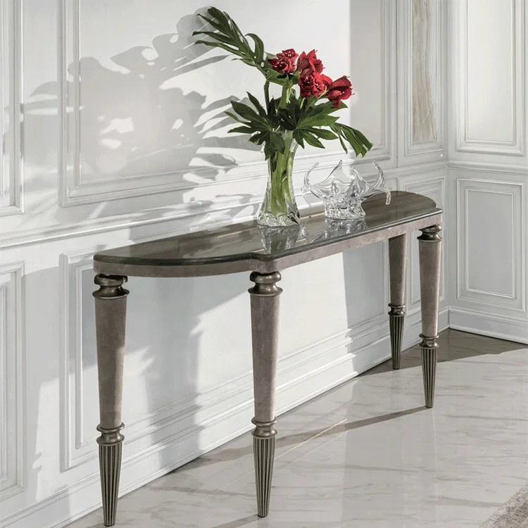 Мебель для Холла отеля, стол для стола, металлический матовый черный и кожаный консольный стол для декора лобби, подставка для цветов