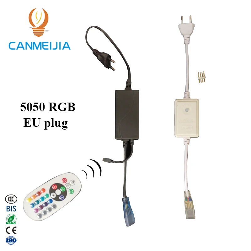  Одноцветная водонепроницаемая светодиодная лента 220 В штепсельная вилка RGB 5050 smd Светодиодная 3014 5730 2835 стандарта ЕС США