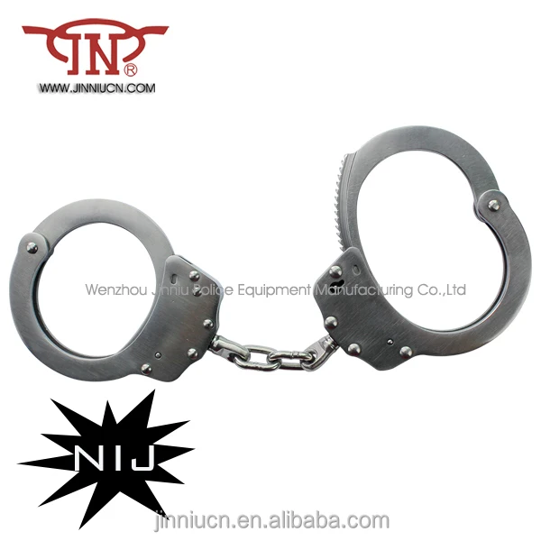 Stainless steel double lock handcuff nij handcuffs with keys factory