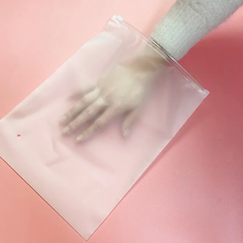 Custom Matte/Frosted Biodegradable Plastic Packaging Zipper Bags, T Shirt Swimwear Zip Lock Clothing Bags With Logo