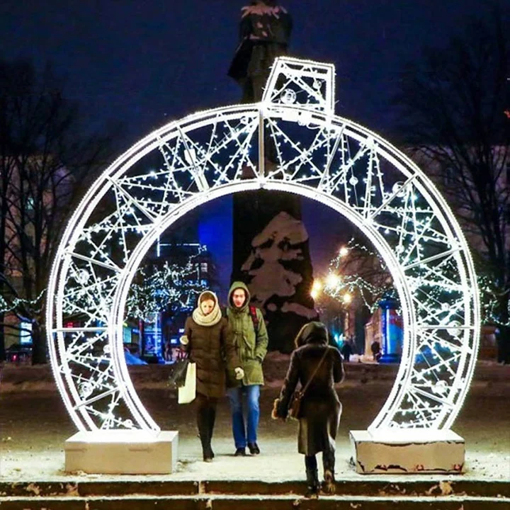 3d Street Christmas Light Arch Color Changing  For Wedding Decoration arch Time Tunnel Motif Lighting