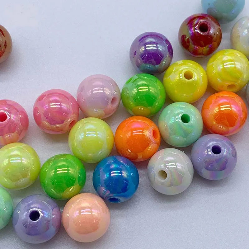 Hot Sale 500G/bag Acrylic Beads AB Plating Plastic Round Loose for Mobile Phone Chain Bracelet Jewelry Making