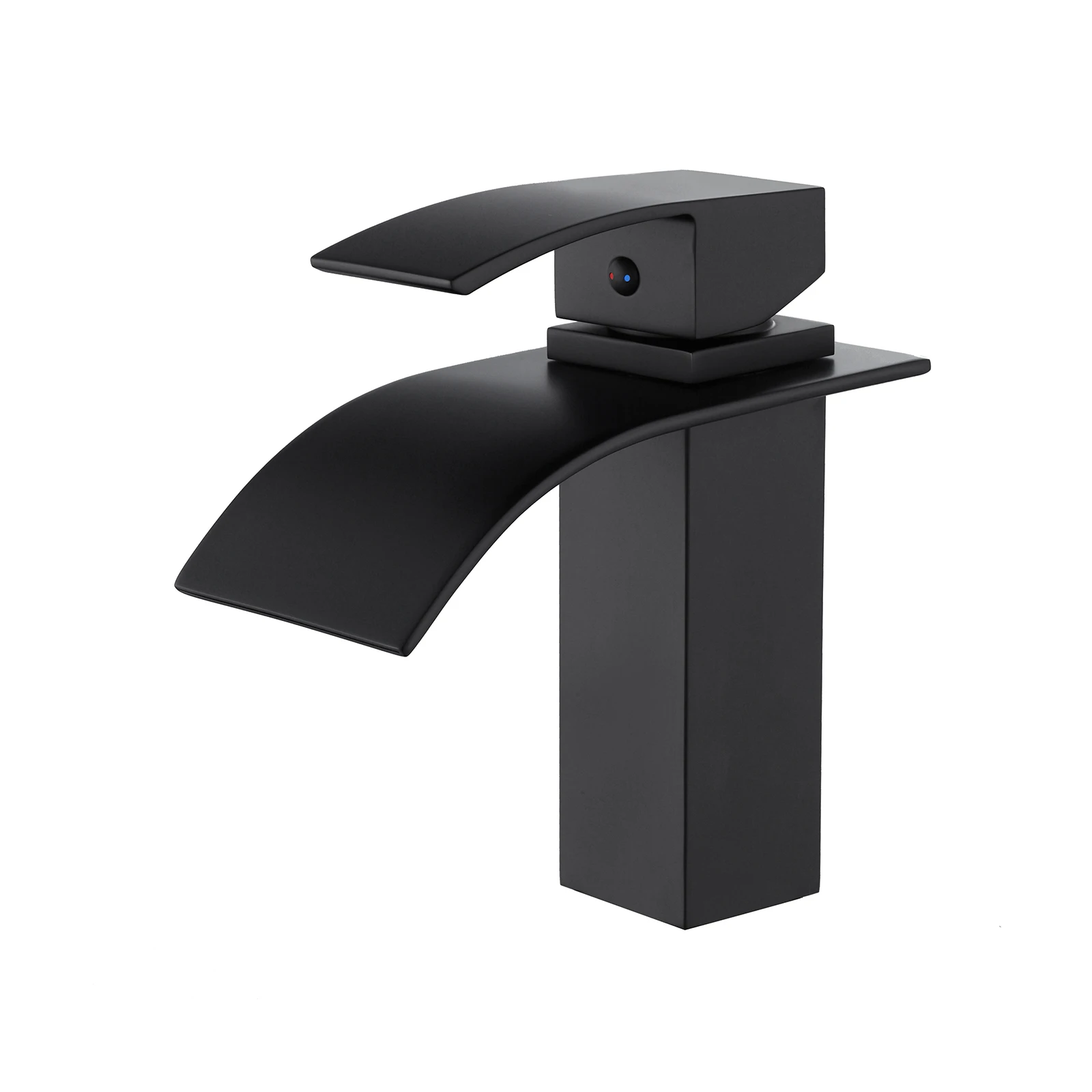 Waterfall Hot and Cold Washbasin Tap Basin Sink Faucet Mixer Tap Bathroom Single Hole Black Modern Contemporary Ceramic 5 Years