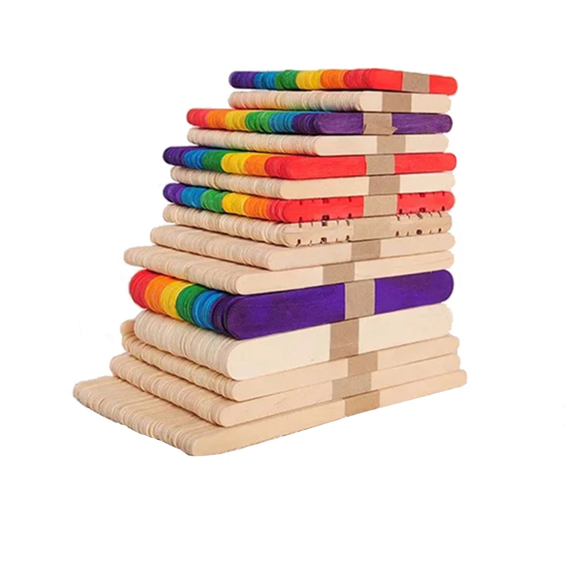 114mm Wooden Biodegradable DIY Coloured Ice Cream Sticks for Fun