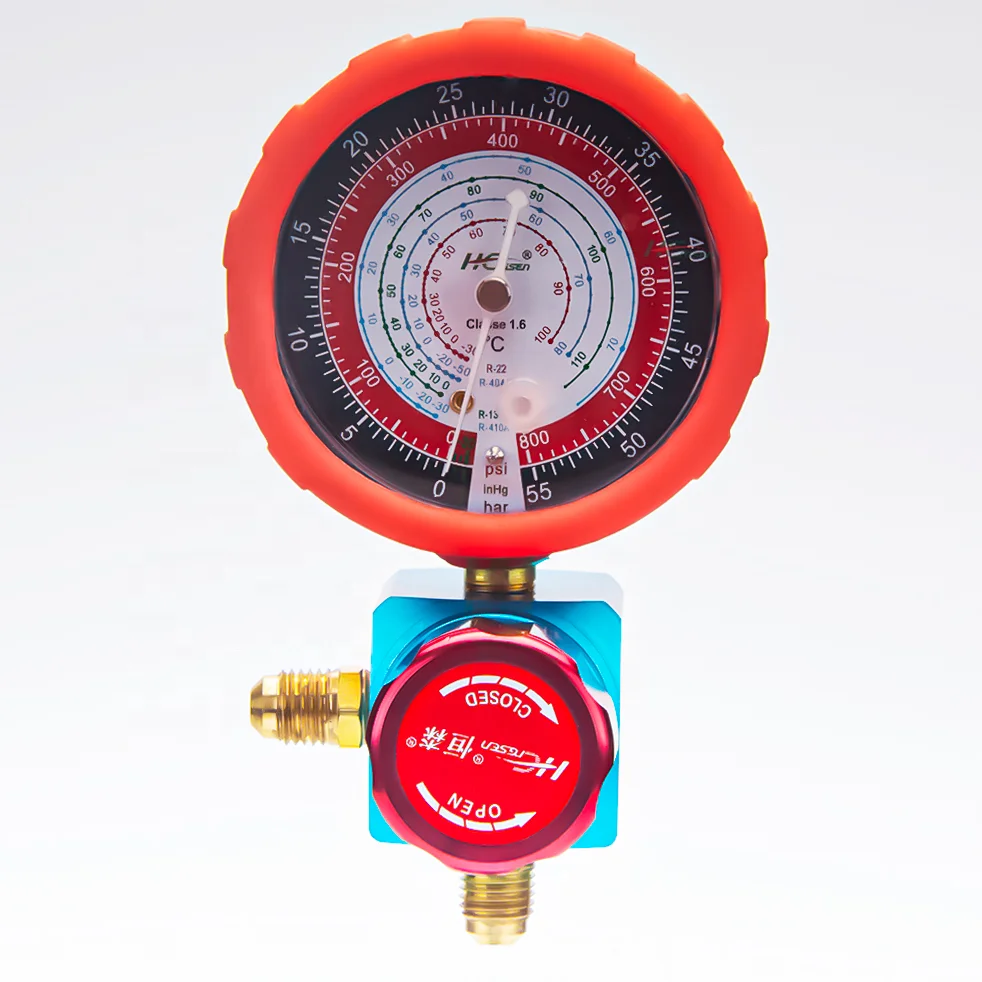 Aluminum two-way valve Manifold  diaphragm manometer with 1.6 precision for AC refrigeration