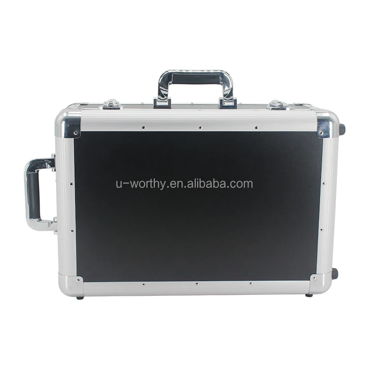 Premium Custom Large Size Extrusion Metal Frame Hard Aluminum Trolley Suitcase Instrument Tools Carry Case with Foam and Wheels