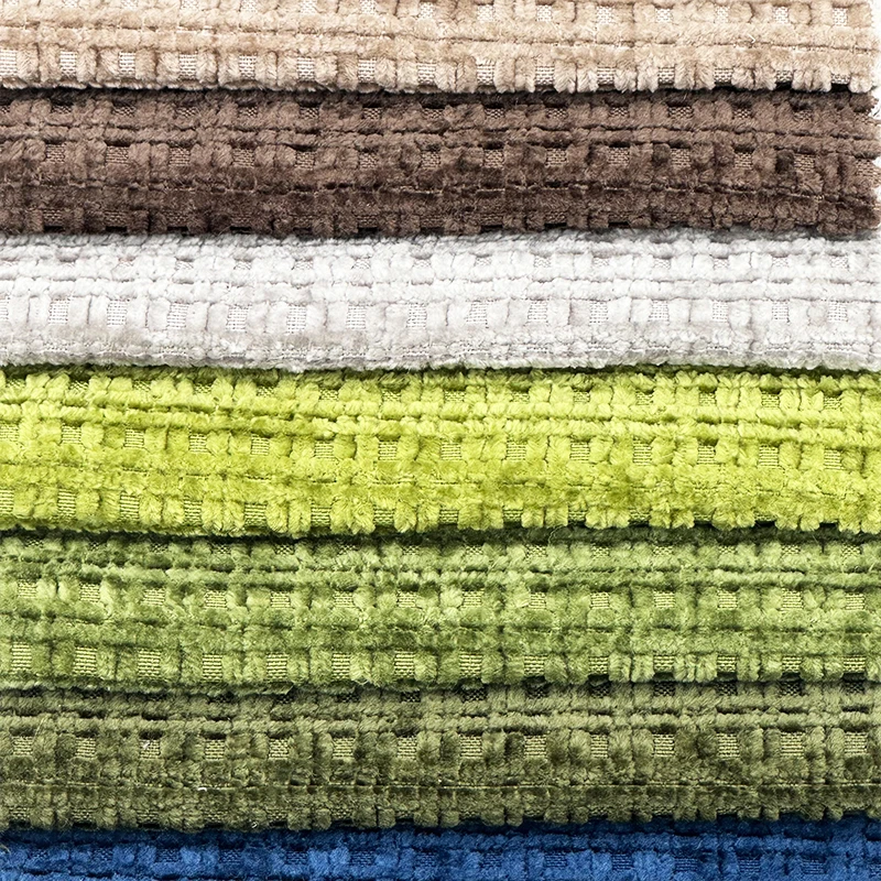 Wejoy colorful 260gsm single side checkered ripstop pattern chenille for furniture sofa cover