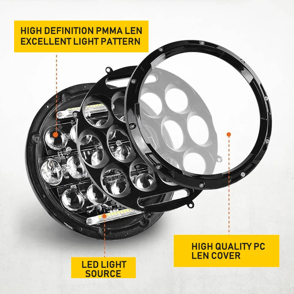 7 inch 75w Led Work Light Car Led Headlamp 12V 24V DC Waterproof Led Headlight Compatible for  Chevrolet Jeep