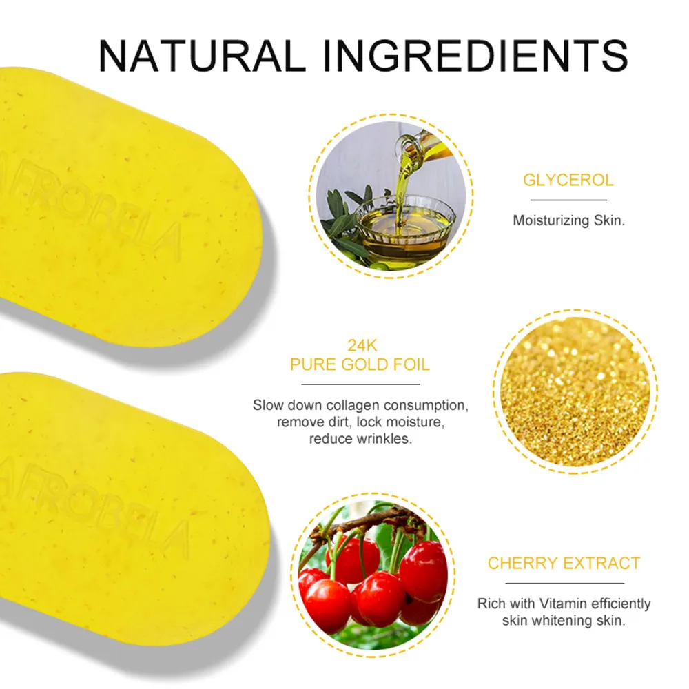 Oem Wholesale Handmade Organic 24K Gold Collagen Face Body Soap Skin Natural Ingredient Rose Lightening Whitening Soap