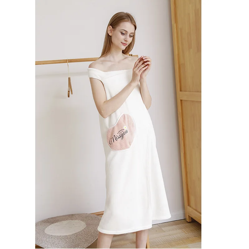 Bathrobe Body Wrap Bath dress Coral fleece thickened absorbent towel wear bath quick-drying bathrobe soft bath skirt