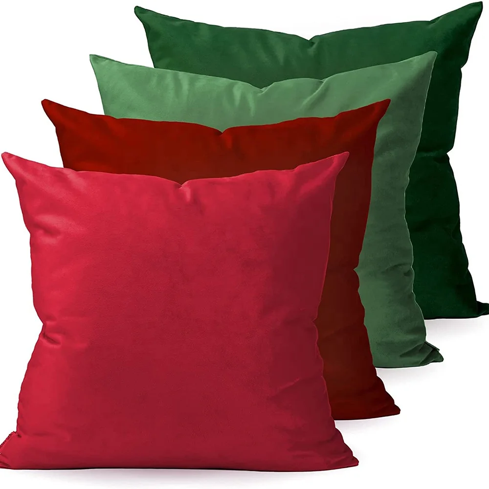 High-quality Classic Soft Velvet Fabric Christmas ColorsThrow Pillow Covers for Sofa Couch Living Room Bedroom 18x18inch