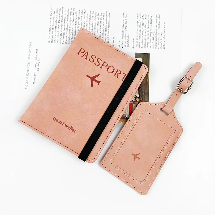 Rfid Blocking Leather Passport Wallet Luggage Tag Hang Luggage Name Tag Passport Cover Passport Holder And Luggage Tag Set