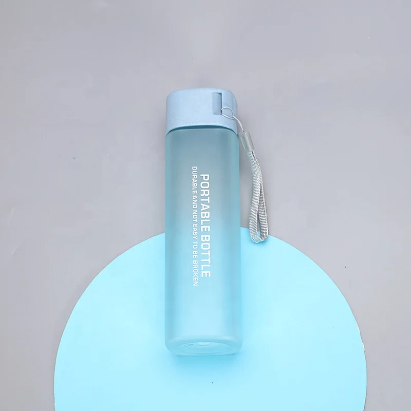 500ml Promotion Gift Square Lid Plastic Custom Water Bottles Bamboo Lid Foldable Water Bottle