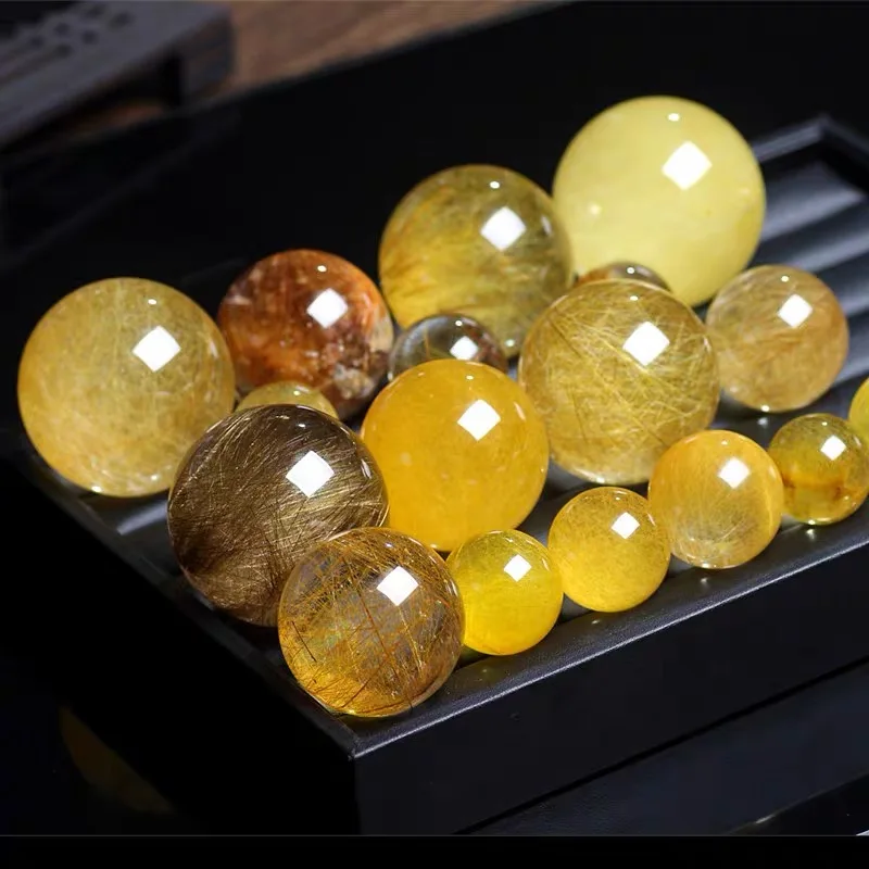 High quality Natural Healing Natural Golden Rutiled Quartz Stones sphere Polished Crystal Ball For Decoration