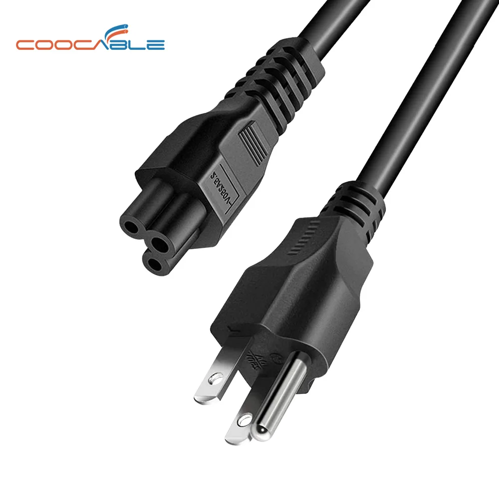 US 3- pin  Plug to C5    with fused to IEC320  AC power cord cable  lead 1M/2M/3M/5M prong to C5 for TV Printers Cameras