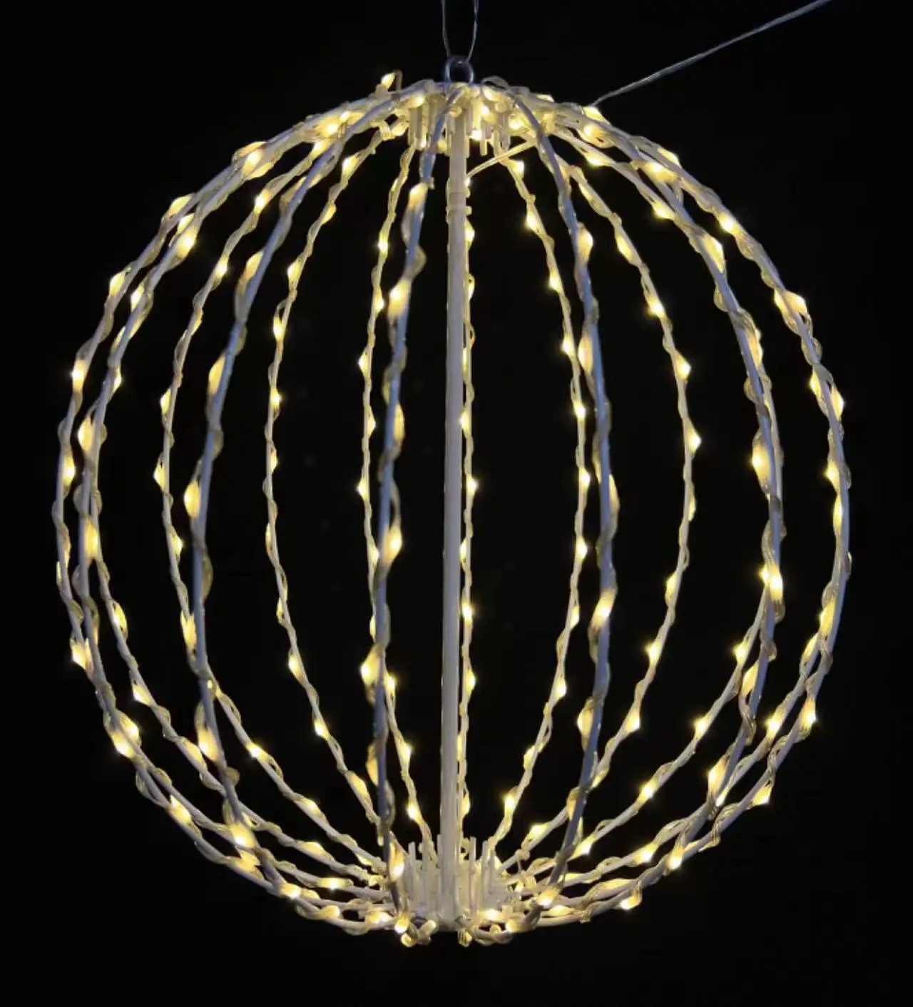 3D Metal Sphere Christmas Motif Light Balls Foldable Iron Frame Outdoor Hanging Ball Light Decorative Lighting