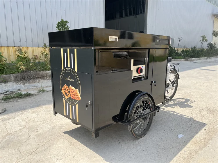 New design Foldable Electric mobile food Bike Folding crepe waffle Carts bar serving Drinks 3 Wheel Bicycle