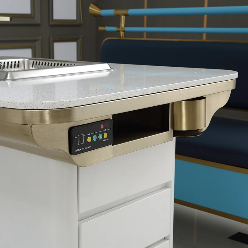 Zhuoyue HT-22 Recommend Korean Barbecue Table Square Sintered Stone Table Restaurant Tables With Grill