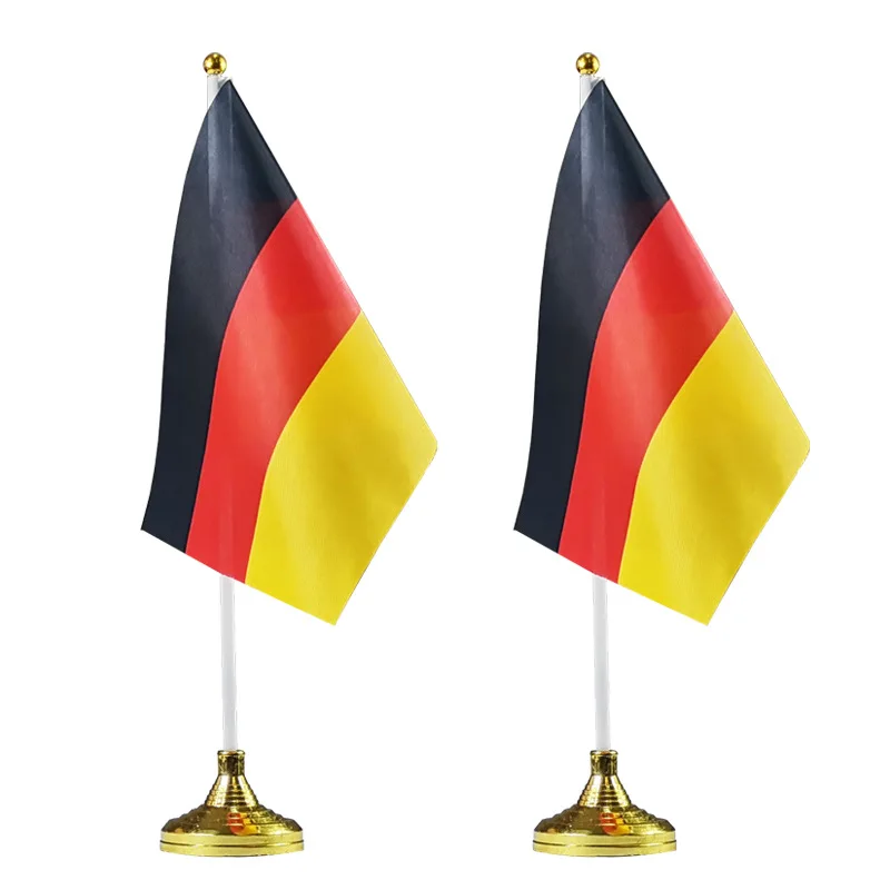 Manufacturer Cheap Price German American Table flag Custom All Countries Desk Stand Table Top Flags with Pole and Pole Holder