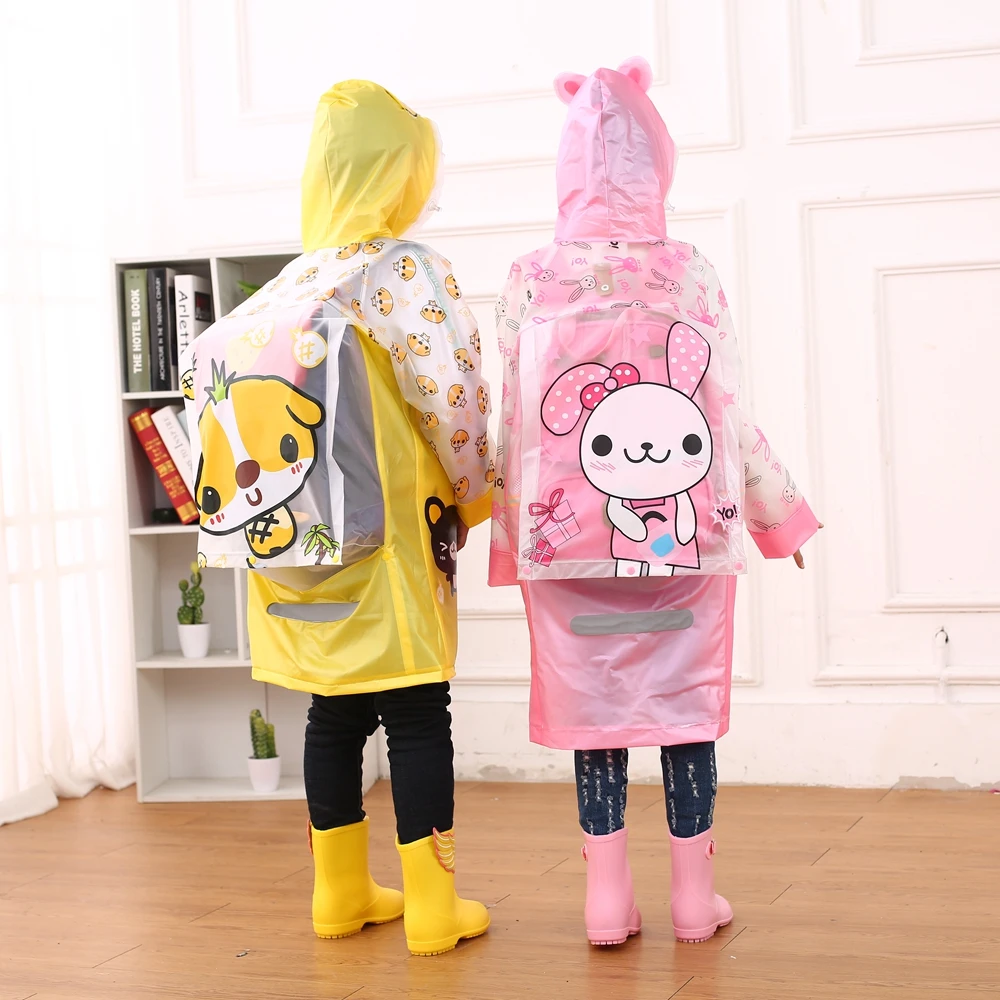 Wholesale Kids Raincoat Pvc Waterproof Cute Aerated Raincoats Poncho School Bag Raincoat