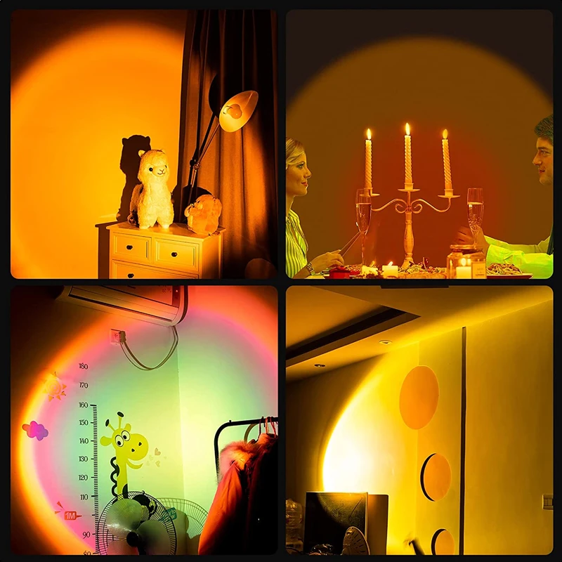 Nordic Ambient Smart Lighting 180 Degree Rotation Led Rainbow Sunset Projector Lamp For Bedroom