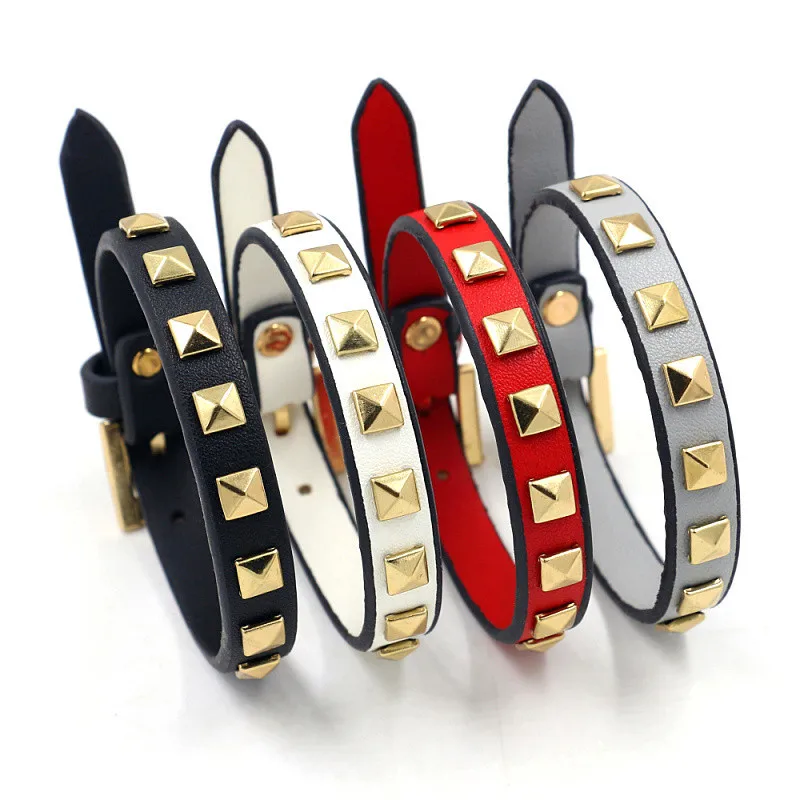 New Punk Style Rivets Environmental Protection PU Leather Bracelet Bangles