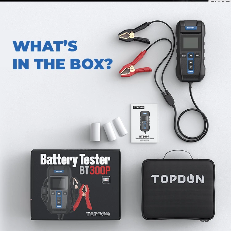 TOPDON BT300P Professional Intelligent Lead Acid Gel 12V Ah Cca Battery Tester Analyzer