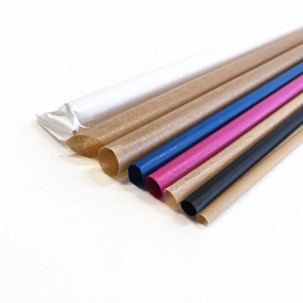 100% Compostable Biodegradable Disposable Bamboo Paper Straw Compostable Straws 6mm 8mm 12mm Sugarcane Straws