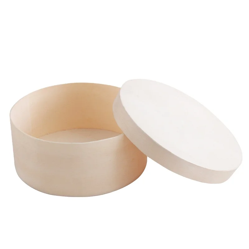 2021 disposable round boxes cake veneer cheese box packaging wood box for oven