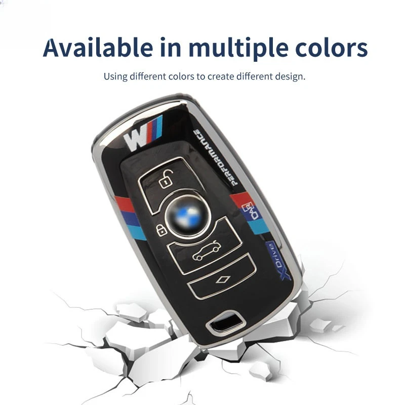 New BMW Car Key Case Accessories with Keyless Fob Protector Customizable TPU Key Cover Plastic and Zinc Alloy Keyholder