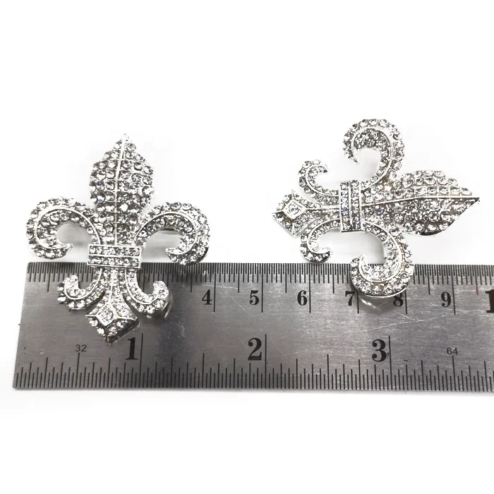 wholesale flatback rhinestone fleur de lis brooch