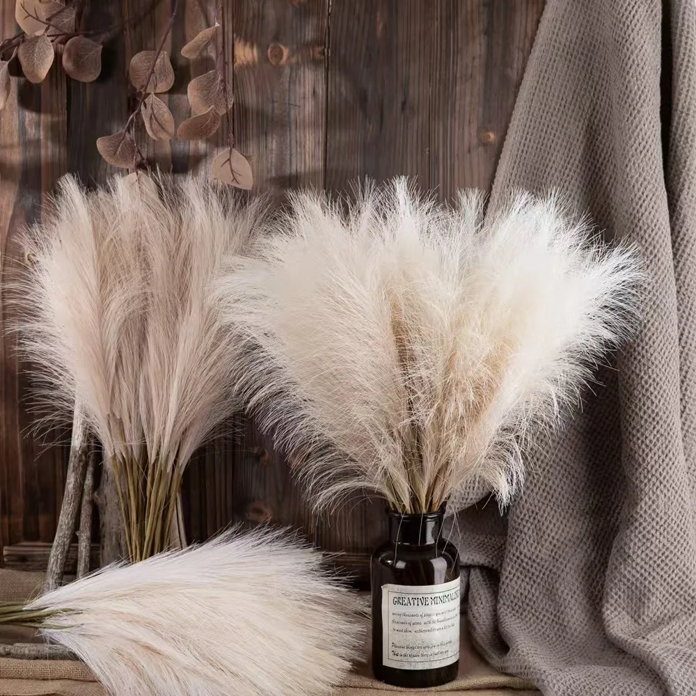 INS Reed Simulation Flower Faux Pampas Grass Floral Large Artificial Vase Filler Home Decoration Wedding Table Centerpieces