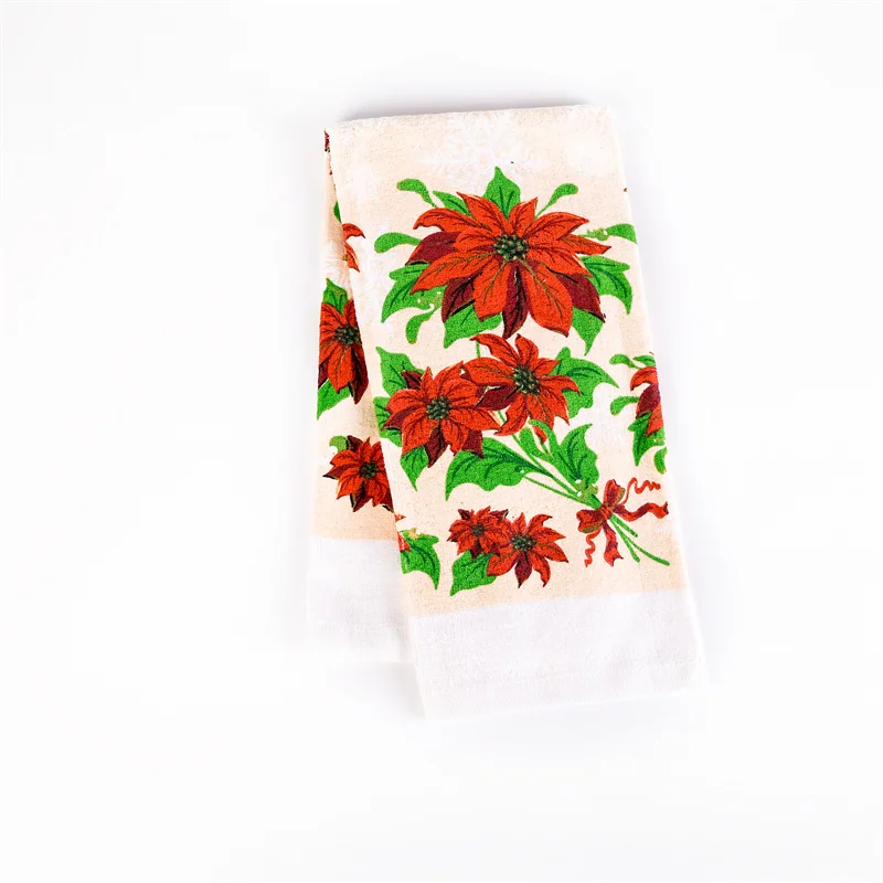 100% Cotton Velour Terry Printing Kitchen Towel With Christmas Pattern