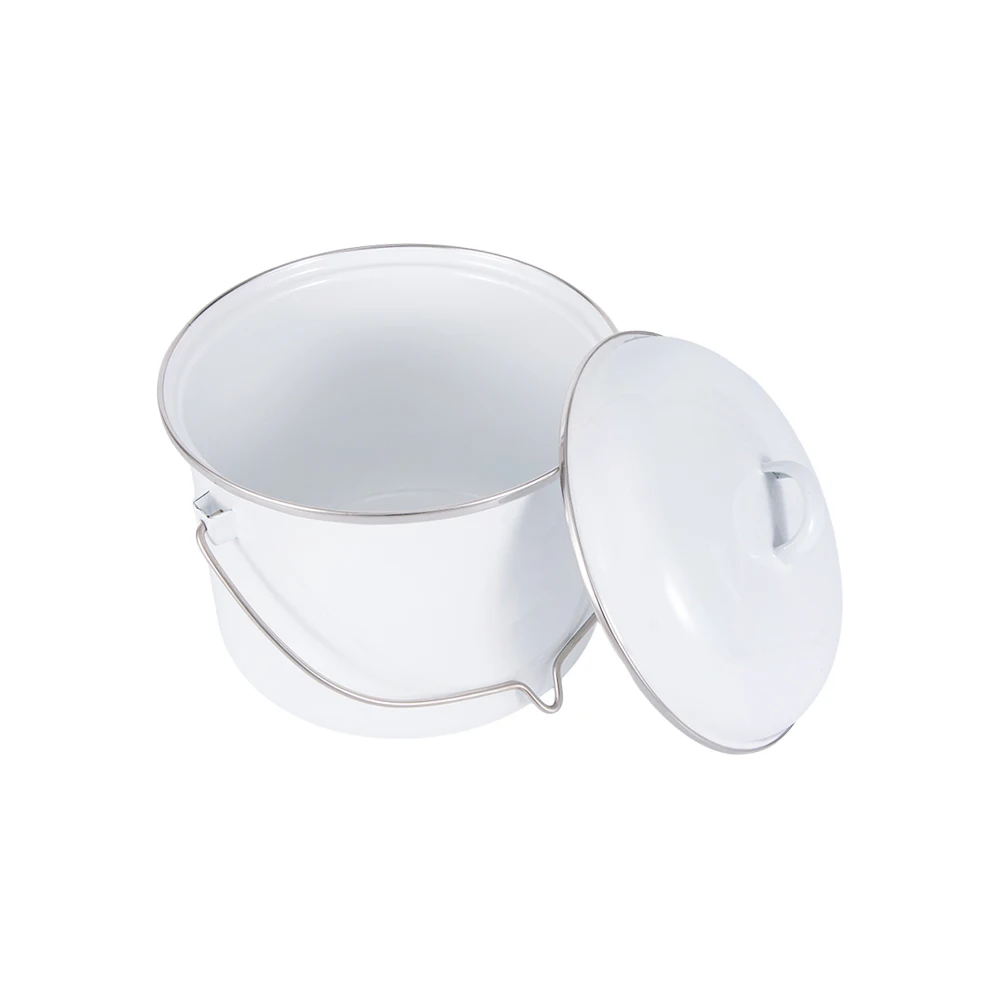Manufacturer Wholesale Camping Outdoor 3000ml Over Fire Enamelware Vintage White Enamel Pot