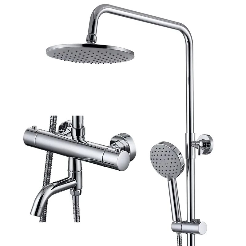 Luxury New Chrome Color Solid Brass Shower Set with 59mm Big Rainfall and Soft Shower Head 3 Functions Stainless Steel Pipe
