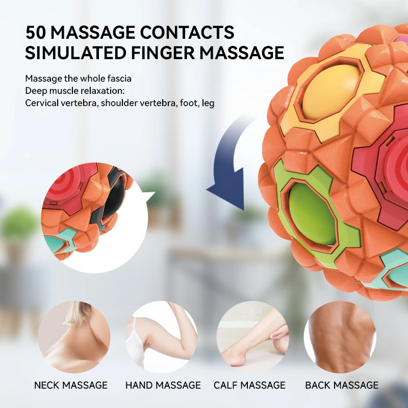 New Multifunctional Integrated Magic Cube ball and Fingertip Gyro Decompression Health Massage Ball