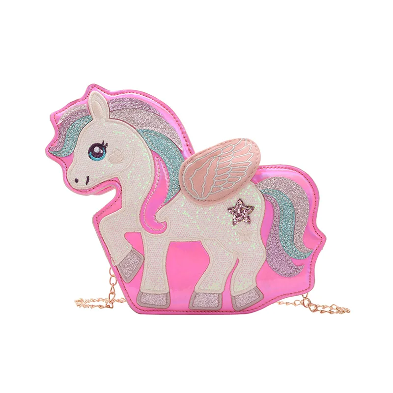 small horse kids bag with crossbody chains fashion cute kids backpack with cartoon printing stylish kids bag OEM LOGO custom