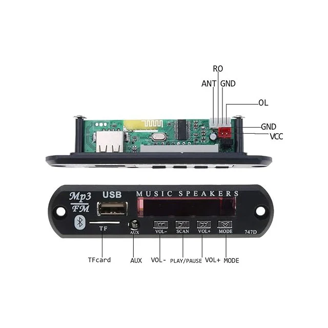 MP3 Decoder Board 2*80W 160W Amplifier Audio Player 12V DIY MP3 Player Car FM Radio Module TF USB Mic Record Call