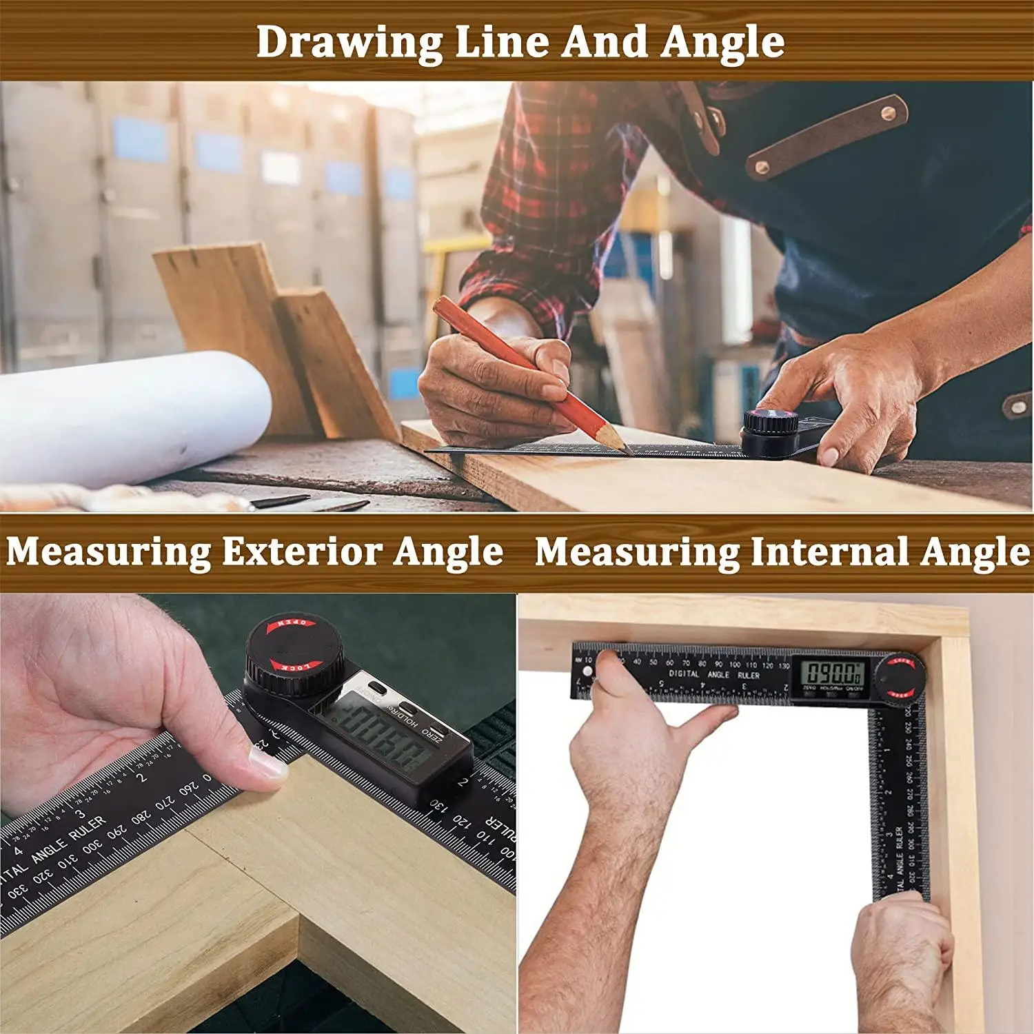 Angle Measuring Tool Digital Angle Finder Protractor with 7inch/200mm  for Woodworking