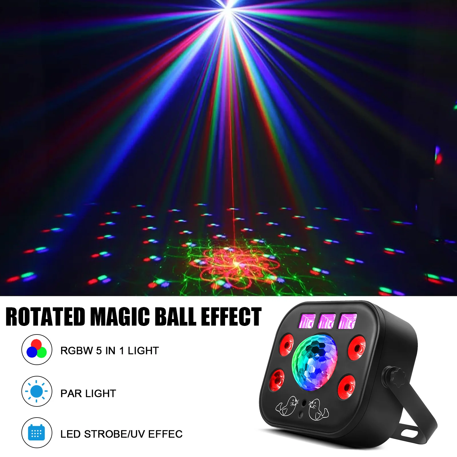 CrxSunny 60W 5 in 1 DJ Strobe Lights with RGBW Effect Party Stage Lighting For KTV Disco Nightclub Flash Light