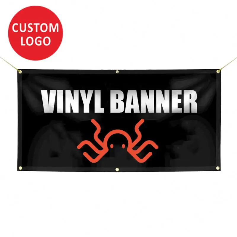 Custom Design 440gsm PVC Advertising 60*160cm 80*200cm Indoor Outdoor Fence Banner With Metal Eyelets And Hanging Rope