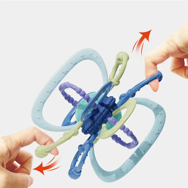 Baby Teethers Toy Hot Selling BPA Free Manhattan Hand Grabbing Ball Sensory Teether Toys