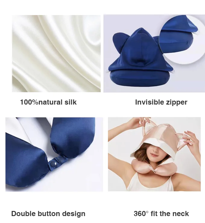 Flying Pillow Cat travel aircraft pillow silk pillowcase hat sleep shading U-shaped neck pillow