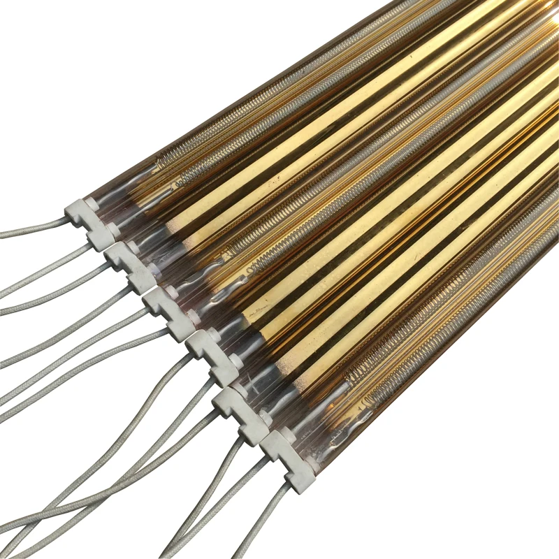 Semi Gold Buffet Plated Halogen Heating Double Tube Lamp Infrared Heating Lamp