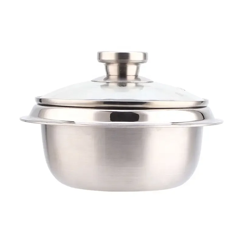 Korea Style Try-ply Stainless Steel Metal Kitchen Delicious Food Casserole Noodles Rice Cooker Pot With Lid
