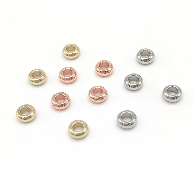 Assorted Smooth Round Stainless Steel Ball Beads Rose Gold Plated Flat Hollow Round Shape Spacer Beads for DIY Jewelry Making